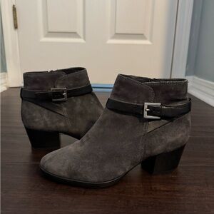 Grey Suede Clarks Ankle Boots with Buckle